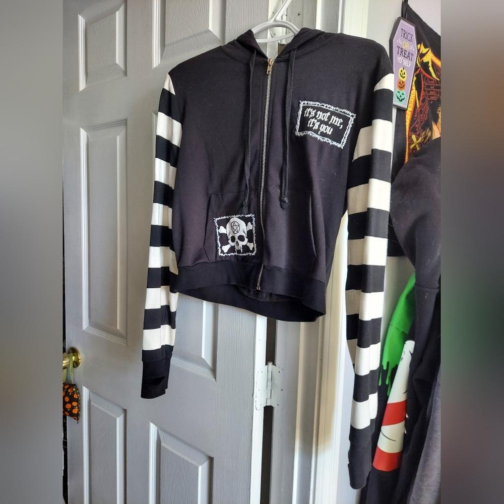 Widow Anger Mismanagement Striped Zip-up Hoodie